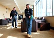 7 April 2008; Bernard Dunne, right, who will come face to face with former World Champion Felix Machado, before a press conference with his trainer Harry Hawkins in Dublin today ahead of their Hunky Dorys Fight Night clash at the Breaffy House Resort, Castlebar next Saturday. Carlton Dublin Airport Hotel, Old Airport Road Cloughran, Co. Dublin. Picture credit: David Maher / SPORTSFILE