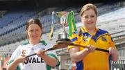 7 April 2008; Lizzie Lynch, left, Meath and Eimear Farrell, Roscommon, during a Camogie National League Division 3 & 4 photocall at Croke Park, Dublin. Picture credit: David Maher / SPORTSFILE