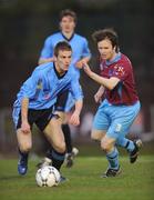 11 April 2008; Shane Fitzgerald, UCD, in action against Joe Kendrick, Drogheda United. eircom League Premier Division, UCD v Drogheda United, Belfield Bowl, UCD, Dublin. Photo by Sportsfile