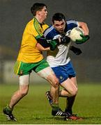 1 April 2015; Mikey Murnaghan, Monaghan, in action against Dara McDaid, Donegal. EirGrid Ulster U21 Football Championship, Semi-Final, Donegal v Monaghan, Healy Park, Omagh, Co Tyrone. Picture credit: Oliver McVeigh / SPORTSFILE
