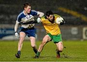 1 April 2015; Ryan McHugh, Donegal, in action against Ryan McAnespie, Monaghan. EirGrid Ulster U21 Football Championship, Semi-Final, Donegal v Monaghan, Healy Park, Omagh, Co Tyrone. Picture credit: Oliver McVeigh / SPORTSFILE