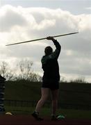 5 April 2008; Javelin thrower Lisa Callaghan, from Duleek, Co. Meath, at the Paralympic Council of Ireland’s multi-sport training camp at the University of Limerick this weekend. The Irish team for the upcoming Paralympic Games in Beijing this September (6th - 17th) is set to be an impressive 44 in number following the recent announcement of Bipartite Commission Invitation slots. The increase in team size represents a significant achievement by the Paralympic Council of Ireland as it is in contrast to that of other western nations who are facing reductions in team size as a result of the escalating number of nations competing at the Games leaving qualification places at a premium. The Paralympics are elite sport events for athletes with physical and sensory disabilities and the Irish team for this year’s Games will be across six sports; Cycling, Boccia, Table Tennis, Sailing, Swimming, Football, Athletics, Equestrian and will be announced on July 2nd. University of Limerick, Limerick. Photo by Sportsfile