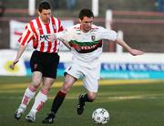 15 April 2008; David Scullion, Glentoran, in action against Eddie McCallion, Derry City. Setanta Cup Group 2, Glentoran v Derry City, The Oval, Belfast. Picture credit: Oliver McVeigh / SPORTSFILE