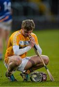 28 March 2015; Eoghan Campbell, Antrim, dejected after the game. Allianz Hurling League, Division 1B, Relegation Play-off, Laois v Antrim. O'Moore Park, Portlaoise, Co. Laois. Picture credit: Piaras Ó Mídheach / SPORTSFILE