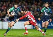 3 April 2015; Robbie Henshaw, Connacht, is tackled by James Hook, Gloucester Rugby. European Rugby Challenge Cup Quarter-Final, Gloucester Rugby v Connacht. Kingsholm, Gloucester, England. Picture credit: Matt Impey / SPORTSFILE