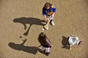 16 April 2008; Hannah Lambert, right, and Ciara Fitzpatrick, both from Holy Trinity National School, Donaghmeade, Co. Dublin, during the Allianz NHL Finals press conference. Radisson SAS St Helen's Hotel, Stillorgan, Dublin. Picture credit: David Maher / SPORTSFILE