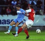 18 April 2008; David Partridge, St Patrick's Athletic, in action against Kieran O'Reilly, Cobh Ramblers. eircom league Premier Division, St Patrick's Athletic v Cobh Ramblers, Richmond Park, Inchicore, Dublin. Picture credit: David Maher / SPORTSFILE *** Local Caption ***