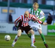 18 April 2008; Conor Sammon, Derry City, in action against Derek Foran, Bray Wanderers. eircom league Premier Division, Bray Wanderers v Derry City, Carlisle Grounds, Bray, Co. Wicklow. Picture credit: Matt Browne / SPORTSFILE *** Local Caption ***