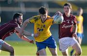 4 April 2015; Conor Cunningham and Kieran Molloy, Galway, in action against Shane Killoran, Roscommon. EirGrid Connacht U21 Football Championship Final, Galway v Roscommon. Tuam Stadium, Tuam, Co. Galway. Picture credit: Ray Ryan / SPORTSFILE