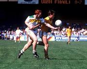 2 July 1989; James Stewart of Offaly in action against Bernard Flynn of Meath during the Leinster Senior Football Championship Semi-Final match between Meath and Offaly at Croke Park in Dublin. Photo by Sportsfile