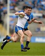 5 April 2015; Karl O'Connell, Monaghan, in action against Diarmuid Connolly, Dublin. Allianz Football League, Division 1, Round 7, Monaghan v Dublin. St Tiernach’s Park, Clones, Co. Monaghan. Picture credit: Brendan Moran / SPORTSFILE