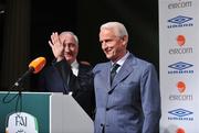 1 May 2008; The new Republic of Ireland manager Giovanni Trapattoni is introduced by FAI President David Blood at his first press conference. Concert Hall, Royal Dublin Society, Ballsbridge, Dublin. Picture credit: David Maher / SPORTSFILE