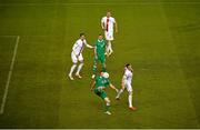 29 March 2015; Republic of Ireland's Robbie Keane and Jon Walters, top, in action against Poland's Lukasz Szukata, left, Kamil Glik, top, and Pawel Olkowski. UEFA EURO 2016 Championship Qualifier, Group D, Republic of Ireland v Poland. Aviva Stadium, Lansdowne Road, Dublin. Picture credit: Ray McManus / SPORTSFILE