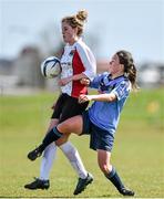 11 April 2015; Laura Lynch, UCC, in action against Ciara Grant, UCD. WSCAI Intervarsities Cup Final, UCD v UCC, Waterford IT, Waterford. Picture credit: Matt Browne / SPORTSFILE