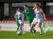 11 April 2015; Dearbhaile Beirne, Republic of Ireland, in action against Aniek Nouwen, Netherlands. UEFA Women’s Under 17 European Championship Elite Phase, Group 2, Republic of Ireland v Netherlands, Turners Cross, Cork. Picture credit: Eoin Noonan / SPORTSFILE