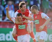 4 May 2008; St Patrick’s Athletic's Gary O'Neill, left, celebrates after scoring his side's first goal with team-mates Dessie Byrne, centre, and Mark Quigley. eircom League of Ireland Premier Division, St Patrick’s Athletic v Cork City. Richmond Park, Inchicore, Dublin. Picture credit; David Maher / SPORTSFILE