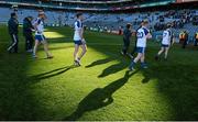 12 April 2015; Monaghan players walk off the pitch at the end of the game after defeat to Dublin. Allianz Football League Division 1, Semi-Final, Dublin v Monaghan, Croke Park, Dublin. Picture credit: David Maher / SPORTSFILE