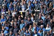 12 April 2015; Dublin supporters, amongst the 20,013 who attended, watch the final minutes from the Hill 16 section. Allianz Football League Division 1, Semi-Final, Dublin v Monaghan, Croke Park, Dublin. Picture credit: Ray McManus / SPORTSFILE