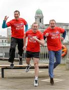 13 April 2015; The Grant Thornton Corporate 5k Team Challenge takes place in The Mall, Cork City, on Tuesday 30th of June at 7.30pm. Pictured at the launch are, from left, event ambassador David Matthews along with former Munster rugby players John Kelly and Anthony Horgan. Grant Thornton Head Office, Cork. Picture credit: Diarmuid Greene / SPORTSFILE
