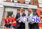 13 April 2015; The Grant Thornton Corporate 5k Team Challenge takes place in The Mall, Cork City, on Tuesday 30th of June at 7.30pm. Pictured at the launch are Conor Healy, Chief Executive, Cork Chamber of Commerce, and Gearoid Costelloe, Partner, Grant Thornton, along with runners, behind, from left, Grant Thornton director Ray Egan, Gerard Walsh, Grant Thornton, former Munster rugby player Anthony Horgan, and Grant Thornton director and former Munster rugby player John Kelly. Grant Thornton Head Office, Cork. Picture credit: Diarmuid Greene / SPORTSFILE