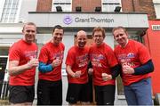 13 April 2015; The Grant Thornton Corporate 5k Team Challenge takes place in The Mall, Cork City on Tuesday 30th of June at 7.30pm. Pictured at the launch are, from left to right, Grant Thornton director and former Munster rugby player John Kelly, event ambassador David Matthews, Grant Thornton director Ray Egan, Gerard Walsh, Grant Thornton, and former Munster rugby player Anthony Horgan. Grant Thornton Head Office, Cork. Picture credit: Diarmuid Greene / SPORTSFILE