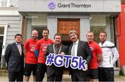 13 April 2015; The Grant Thornton Corporate 5k Team Challenge takes place in The Mall, Cork City on Tuesday 30th of June at 7.30pm. Pictured at the launch are, from left to right, John Foley, CEO, Athletics Ireland, Grant Thornton director Ray Egan, event ambassador David Matthews, Jim O'Donovan, Director of Services, Cork City Council, Gearoid Costelloe, Partner, Grant Thornton, Grant Thornton director and former Munster rugby player John Kelly and Stephen Macklin, RDO, Athletics Ireland. Grant Thornton Head Office, Cork. Picture credit: Diarmuid Greene / SPORTSFILE
