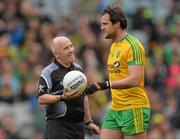 12 April 2015; Referee Marty Duffy shares a joke with Donegal's Michael Murphy. Allianz Football League Division 1, Semi-Final, Cork v Donegal. Croke Park, Dublin. Picture credit: Piaras Ó Mídheach / SPORTSFILE