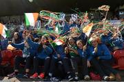 14 April 2015; Republic of Ireland supporters cheer on their team. UEFA Women’s Under 17 European Championship, Elite Phase, Group 2, Republic of Ireland v Hungary, Turners Cross, Cork. Picture credit: David Maher / SPORTSFILE