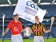 6 May 2008; John Gardiner, Cork, left, and James Cha Fitzpatrick, Kilkenny, at the GAA Hurling All-Ireland Senior Championship launch. Croke Park, Dublin. Picture credit: David Maher / SPORTSFILE