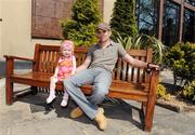 7 May 2008; Bernard Dunne relaxes with this daughter Caoimhe, aged 23 months, after a press conference to announce the next Hunky Dorys Fight Night at the National Stadium on July 12. Brian Peters Promotions press conference, O'Connell Suite, Burlington Hotel, Dublin. Picture credit; Stephen McCarthy / SPORTSFILE