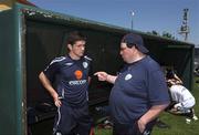 9 May 2008; Republic of Ireland coach Sean McCaffrey speaking to Robbie Brady during squad training ahead of their UEFA European Under-17 Championship Group B game against Spain on Saturday. UEFA European Under-17 Championship, World of Wonder Football Centre, Antalya, Turkey. Photo by Sportsfile