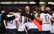 14 April 2015; Republic of Ireland manager Dave Connell speaks to his players after the game. UEFA Women’s Under 17 European Championship, Elite Phase, Group 2, Republic of Ireland v Hungary, Turners Cross, Cork. Picture credit: David Maher / SPORTSFILE