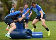 14 April 2015; Leinster's Zane Kirchner, right, and Gordon D'Arcy during squad training at UCD, Dublin. Picture credit: Stephen McCarthy / SPORTSFILE