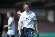 14 April 2015; Sarah McKevitt, Republic of Ireland, dejected after the game. UEFA Womenâ€™s Under 17 European Championship, Elite Phase, Group 2, Republic of Ireland v Hungary, Turners Cross, Cork. Picture credit: Eoin Noonan / SPORTSFILE