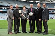 15 April 2015; Ard Stiúrthoir of the GAA Paraic Duffy with, from left, Matt English, Chief Executive Officer Special Olympics Ireland, Kieran O'Leary, Diabetes Ireland, Kathleen Hanlon, the Maria Goretti Foundation, PJ O'Gorman, the Cuisle Cancer Support Centre, Portlaoise, and Tom Meagher, White Ribbon Ireland, in attendance at the announcement of the GAA charities for 2015. Croke Park, Dublin. Picture credit: Matt Browne / SPORTSFILE