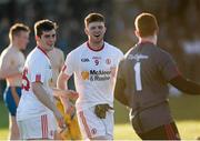 18 April 2015; Tyrone's Cathal McShan, centre, celebrates at the final whistle with teammates Colm Byrne and Sean Fox. EirGrid GAA All-Ireland U21 Football Championship Semi-Final, Tyrone v Roscommon. Markievicz Park, Sligo. Picture credit: Oliver McVeigh / SPORTSFILE