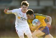 18 April 2015; Diarmuid Murtagh, Roscommon, in action against Padraig Hampsey, Tyrone. EirGrid GAA All-Ireland U21 Football Championship Semi-Final, Tyrone v Roscommon. Markievicz Park, Sligo. Picture credit: Oliver McVeigh / SPORTSFILE