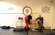 11 May 2008; Tom McGuirk, examines the race card, beside the old jockeys weighing scales in the weighing room. Derrinstown Stud Derby Trial Stakes Day, Leopardstown, Co. Dublin. Picture credit: Stephen McCarthy / SPORTSFILE