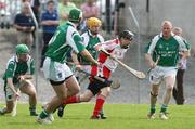 11 May 2008; Francie O'Brien, Fermanagh, in action against Paddy Devlin, Tyrone. GAA Hurling Ulster Senior Championship, Fermanagh v Tyrone, Emmett Park, Lisnaskea, Co. Fermanagh. Picture credit: Oliver McVeigh / SPORTSFILE