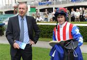 11 May 2008; Trainer Dermot Weld with jockey Pat Smullen after winning the Carrickmines Maiden race with Theocritus. Derrinstown Stud Derby Trial Stakes Day, Leopardstown, Co. Dublin. Picture credit: Stephen McCarthy / SPORTSFILE