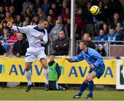 19 April 2015; Lee Roche, Liffey Wanderers, in action against Keith Kearney, Northend United. FAI Aviva Junior Cup, Semi-Final, North End Utd v Liffey Wanderers. Ferrycarrig Park, Wexford. Picture credit: David Maher / SPORTSFILE