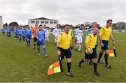 19 April 2015; The two teams of Northend United and Liffey Wanderers walk out for the start of the game. FAI Aviva Junior Cup, Semi-Final, Northend Utd v Liffey Wanderers. Ferrycarrig Park, Wexford. Picture credit: David Maher / SPORTSFILE