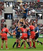 19 April 2015; Jamie Heaslip, Leinster, wins a lineout against Toulon. European Rugby Champions Cup Semi-Final, RC Toulon v Leinster. Stade Vélodrome, Marseilles, France. Picture credit: Brendan Moran / SPORTSFILE