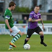 20 April 2015; Peter McGlynn, Bray Wanderers, in action against Gary McCabe, Shamrock Rovers. SSE Airtricity League Premier Division, Bray Wanderers v Shamrock Rovers. Carlisle Grounds, Bray, Co. Wicklow. Picture credit: Piaras Ó Mídheach / SPORTSFILE