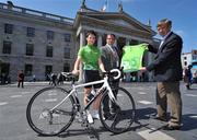 14 May 2008; Darach McQuaid, Project Director, Cyclist Stephen Halpin, left, and An Post Chief Executive Donal Connell, right, at the announcment by An Post of their sponsorship of the green jersey in the Tour of Ireland. An Post, GPO, O'Connell Street, Dublin. Picture credit: David Maher / SPORTSFILE