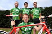 16 May 2008; Members of the An Post sponsored Sean Kelly cycling team, Paidi O'Brien, front, with, from left, Benny de Schrooder, Mark Cassidy and Stephen Gallagher after training, in North Co. Dublin, ahead of next week's FBD Insurance Ras. Picture credit: Stephen McCarthy / SPORTSFILE