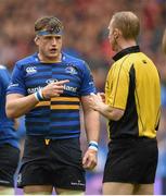 19 April 2015; Leinster's Jamie Heaslip in conversation with referee Wayne Barnes. European Rugby Champions Cup Semi-Final, RC Toulon v Leinster. Stade VÃ©lodrome, Marseilles, France. Picture credit: Stephen McCarthy / SPORTSFILE