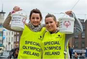 24 April 2015; Special Olympics volunteers were out in force in locations around Ireland today. The sports charity is aiming to raise €500,000 in a single day to support its sports programme for 9,000 athletes with intellectual disabilities. Pictured is Amanda Farrell, left, from Navan, and Ailis Leonard, from Sligo. Grafton Street, Dublin. Picture credit: Piaras O Midheach / SPORTSFILE