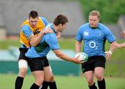 21 May 2008; Bryan Young is tackled by Ryan Caldwell before getting the ball away to Tom Court during Ireland rugby squad training. University of Limerick. Picture credit: Matt Browne / SPORTSFILE