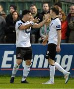 24 April 2015; Dundalk's Richie Towell, left, celebrates after scoring his side's second goal with team-mate David McMillan. SSE Airtricity League Premier Division, Cork City v Dundalk. Turners Cross, Cork. Picture credit: David Maher / SPORTSFILE